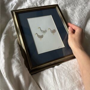 Framed Duck Watercolor Art with Navy Mat